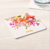 Aangepaste naam Bright Floral Romantic Kartonnen Onderzetters (Schuin)