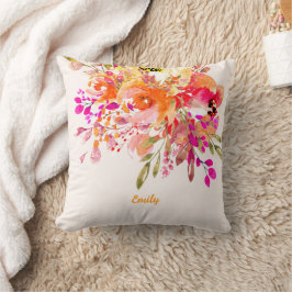 Aangepaste naam Bright Floral Romantic Kussen