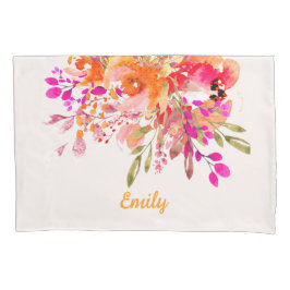 Aangepaste naam Bright Floral Romantic Kussensloop