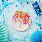 Aangepaste naam Bright Floral Romantic Papieren Bordje (Feest)