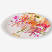 Aangepaste naam Bright Floral Romantic Papieren Bordje (Gekanteld)