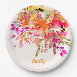 Aangepaste naam Bright Floral Romantic Papieren Bordje