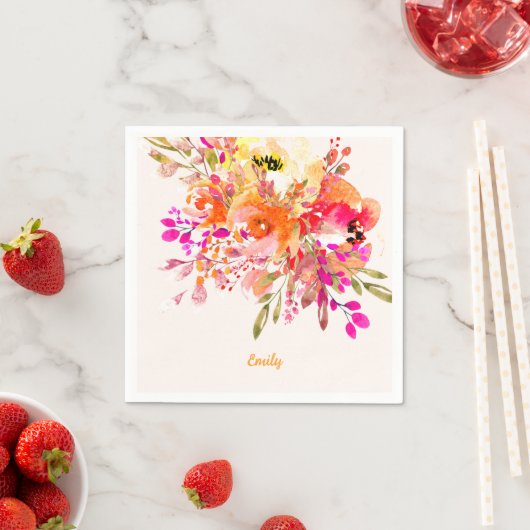 Aangepaste naam Bright Floral Romantic Servet (Insitu)