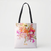 Aangepaste naam Bright Floral Romantic Tote Bag (Voorkant)