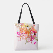 Aangepaste naam Bright Floral Romantic Tote Bag (Achterkant)