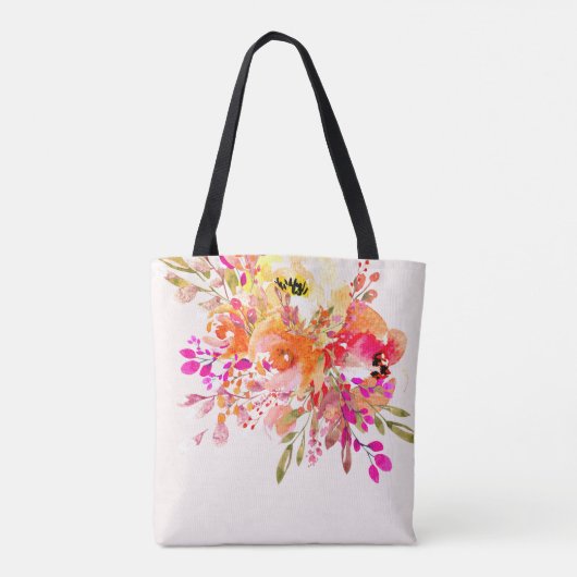 Aangepaste naam Bright Floral Romantic Tote Bag (Achterkant)