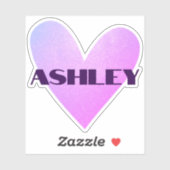 Aangepaste naam Bright Lila Hartvorm Modieus Stijl Sticker (Vel)