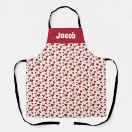 Aangepaste naam Bright Red Hearts Chef's Schort