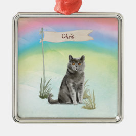 Aangepaste naam Britse Korthaar Kat Huisdier Metalen Ornament