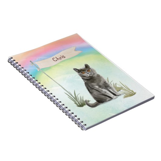 Aangepaste naam Britse Korthaar Kat Huisdier Notitieboek (Rechterzijde)