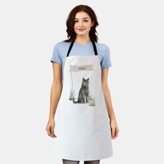 Aangepaste naam Britse Korthaar Kat Huisdier Schort (Gedragen)