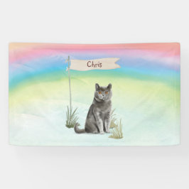 Aangepaste naam Britse Korthaar Kat Huisdier Spandoek