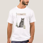 Aangepaste naam Britse Korthaar Kat Huisdier T-shirt (Voorkant)