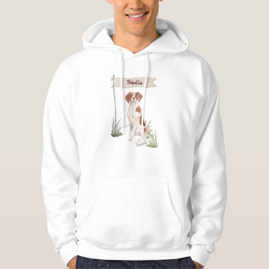Aangepaste naam Brittany huisdier hond Hoodie (Voorkant)