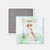 Aangepaste naam Brittany huisdier hond Magneet (Voorkant / Achterkant)