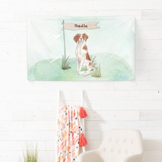 Aangepaste naam Brittany huisdier hond Spandoek (Insitu)