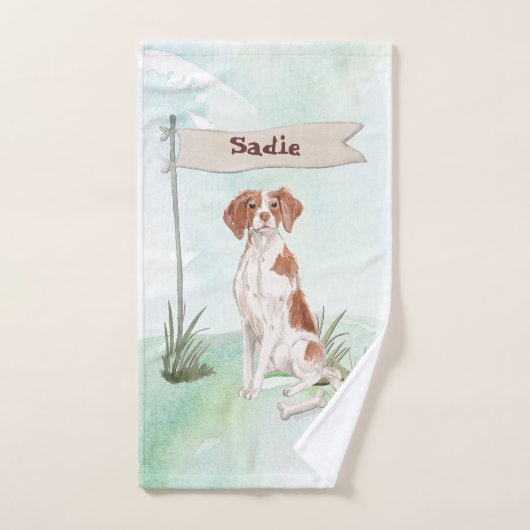 Aangepaste naam Brittany Pet Dog Bad Handdoek (Handdoek)