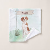 Aangepaste naam Brittany Pet Dog Bad Handdoek (Wasdoekje)