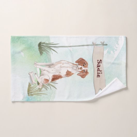 Aangepaste naam Brittany Pet Dog Bad Handdoek (Handdoek)