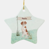Aangepaste naam Brittany Pet Dog Keramisch Ornament (Voorkant)