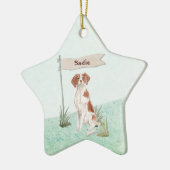 Aangepaste naam Brittany Pet Dog Keramisch Ornament (Links)