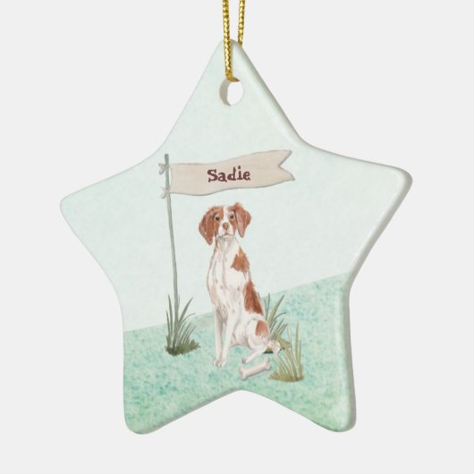 Aangepaste naam Brittany Pet Dog Keramisch Ornament (Links)