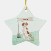 Aangepaste naam Brittany Pet Dog Keramisch Ornament (Achterkant)