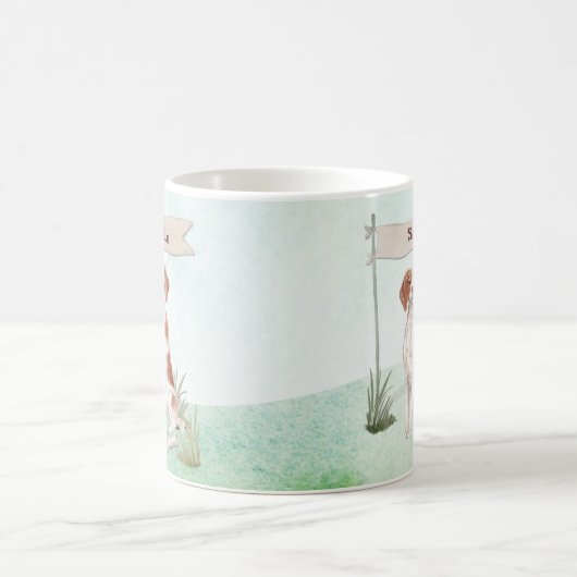 Aangepaste naam Brittany Pet Dog Koffiemok (Center)