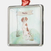 Aangepaste naam Brittany Pet Dog Metalen Ornament (Links)