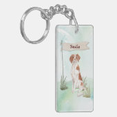 Aangepaste naam Brittany Pet Dog Sleutelhanger (Voorkant Links)