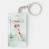 Aangepaste naam Brittany Pet Dog Sleutelhanger (achterkant)