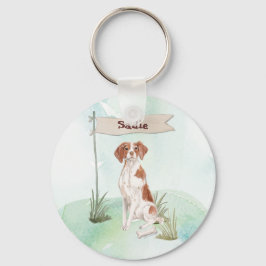 Aangepaste naam Brittany Pet Dog Sleutelhanger