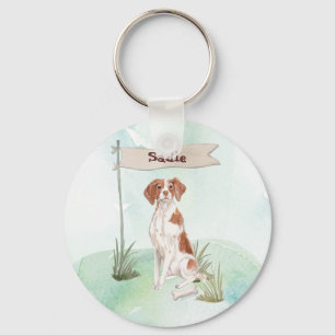 Aangepaste naam Brittany Pet Dog Sleutelhanger