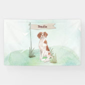 Aangepaste naam Brittany Pet Dog Spandoek (Horizontaal)
