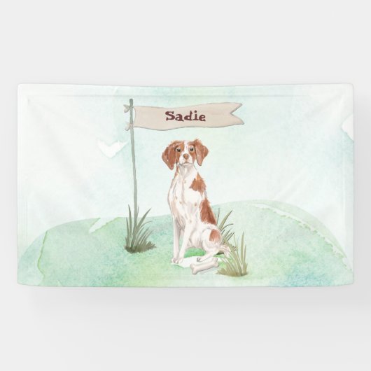 Aangepaste naam Brittany Pet Dog Spandoek (Horizontaal)