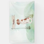 Aangepaste naam Brittany Pet Dog Spandoek (Verticaal)