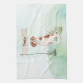 Aangepaste naam Brittany Pet Dog Theedoek (Verticaal)