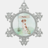 Aangepaste naam Brittany Pet Dog Tin Sneeuwvlok Ornament (Voorkant)