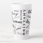 Aangepaste naam Brittany Zwart Wit Latte Mok (Voorkant)