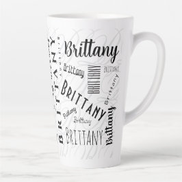 Aangepaste naam Brittany Zwart Wit Latte Mok