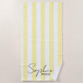 Aangepaste Naam Bruid Geel Streep Bachelorette Gif Strandlaken (Voorkant)