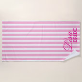 Aangepaste naam bruid roze streep | Bachelorette c Strandlaken (Voorkant)