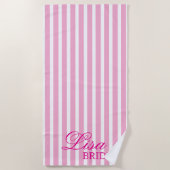 Aangepaste naam bruid roze streep | Bachelorette c Strandlaken (Voorkant)