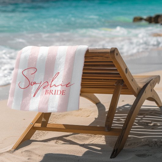 Aangepaste naam bruid roze streep |  Bruidsmeisjes Strandlaken