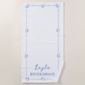 Aangepaste naam bruidsmeisje kust handgetekend chi strandlaken (Voorkant)