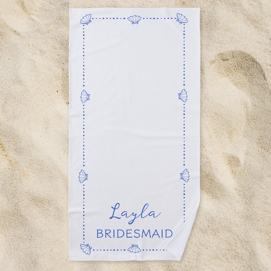 Aangepaste naam bruidsmeisje kust handgetekend chi strandlaken
