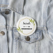 Aangepaste Naam Bruidsmeisje Waterverf bruiloft Li Ronde Button 7,6 Cm (In situ)