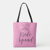 Aangepaste naam bruidsmeisjes roze bruidsjurk tote bag (Achterkant)