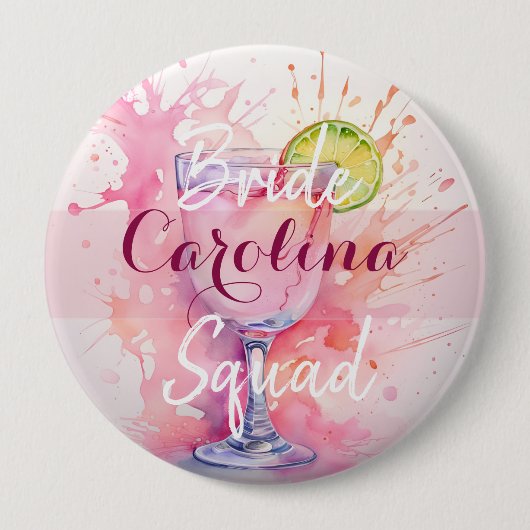 Aangepaste naam Bruidsploeg/ Afscheidscadeau Roze Ronde Button 4,0 Cm (Voorkant)