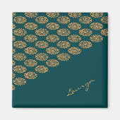 Aangepaste naam bruin bloemig op dennengroen magneet (Voorkant)